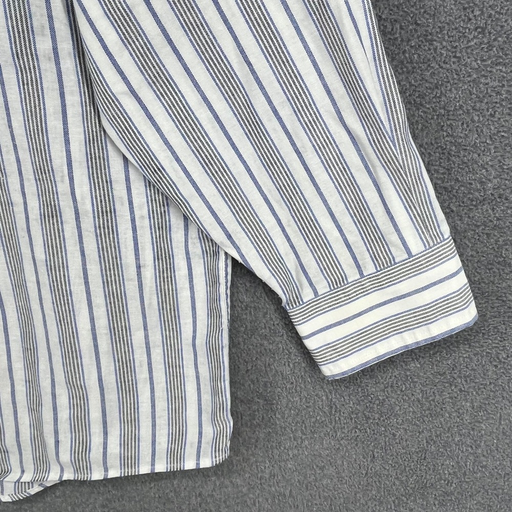 The Arrow Company Button Down Mens 17.5 32/33 White Blue Striped Oxford Shirt - Picture 6 of 15
